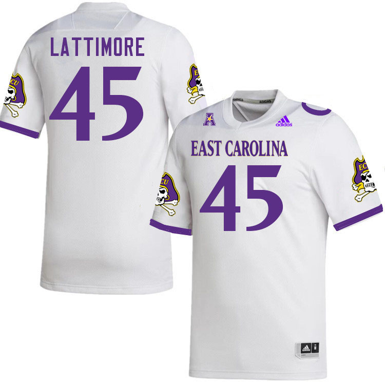 Men #45 Jurnee Lattimore ECU Pirates College Football Jerseys Stitched-White